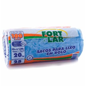 Saco Lixo 100L 75X105 Azul Fortlar / 25Un / Fort Lar
