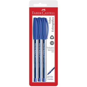 Caneta Esferográfica Triangular Trilux 1.0mm Azul Faber-castell - 3UN