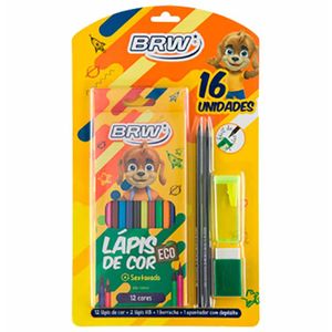 Kit Escolar+Lapis/Lapis de Cor/Borracha/Apontador Kt1005 Brw - UN