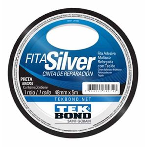 Fita Silver Tape 48mm x 5m Preta Multiuso 4805 Tek bond - RL