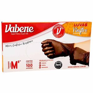 Luva Viniflex sem pó M Preta 1535 Vabene - 100UN