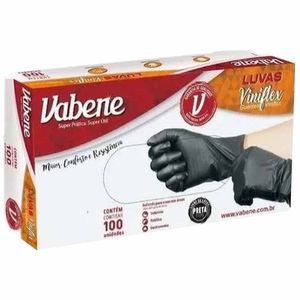 Luva Viniflex sem pó P Preta 1534 Vabene - 100UN