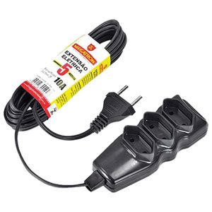 Extensao 10A Tripla 2P 5M Preto 102 Megatron - UN