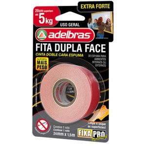 Fita Dupla Face 24 MM x 1,5 M Espuma Extra Forte | RL | Adelbras