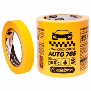 Fita Crepe 18 MM x 40 M Amarela Automotiva 765 Adelbras - 6RL