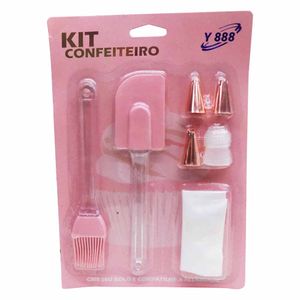 Espatula+Pincel+Bisnaga Confeitar 3 Bicos 74828 Y 888 - 6PCS