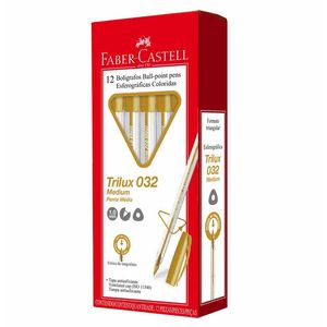 Caneta Esferográfica Triangular Trilux 1.0mm Ouro Faber-castell - 12UN