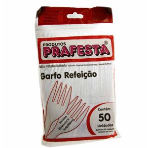 Garfo Descartável Refeição Cristal 7040 Prafesta - 50UN