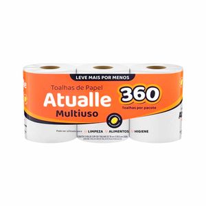 Papel Toalha Branco 19x20cm Rolo com 120 Folhas 1327 Atualle - 3RL