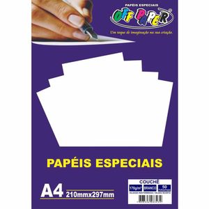 Papel Couchê A4 170g/m² Branco Brilho 00058 Off paper - 50FL