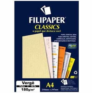 Papel Verge A4 180g/m² Palha 1872 Filipaper - 20FL