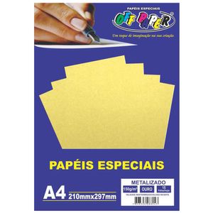Papel Metalizado A4 150G/M2 Ouro / 15Fl / Off Paper