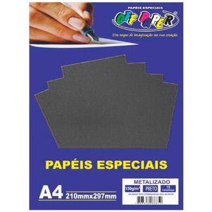 Papel Metalizado A4 150g/m² Preto 10057 Off paper - 15FL