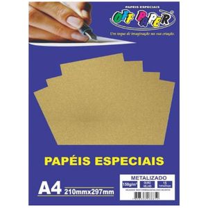Papel Metalizado A4 150G/M2 Ouro Velho / 15Fl / Off Paper