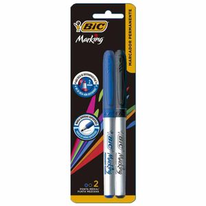 Caneta Permanente Para Transparência CD DVD 1.1mm Azul Preto 1078 Bic - 2PCS