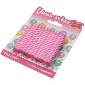 Vela Palitinho Espiral 0,5x6cm Rosa Listrado 4416 Make+ - 24UN