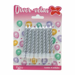 Vela Espiral Metálico 0,75x8cm Prata 4401 Make+ - 8UN