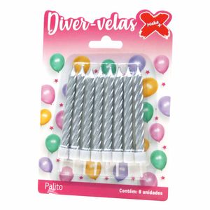 Vela Espiral Metálico 0,75x8cm Prata 4401 Make+ - 8UN