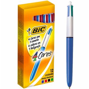 Caneta Esferográfica Retrátil 1.0mm 4 Cores 843334 Bic - 12UN