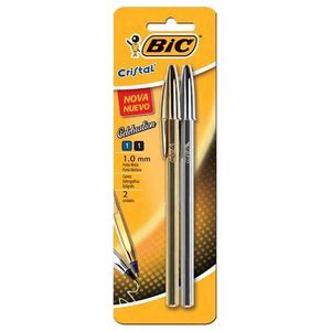 Caneta Esferográfica Cristal Celebration 1.0mm Preto e Azul 9806 Bic - 2UN