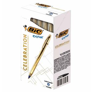 Caneta Esferográfica Cristal Celebration Gold 1.0mm Azul 0907 Bic - 25UN