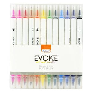 Caneta Hidrocor Dual Brush Pen 12 Cores BP1012 Brw - 12UN