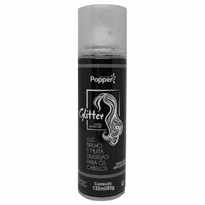 Tinta Spray Glitter para Cabelo e Corpo Prata 135 ml 9618-SL Popper - UN