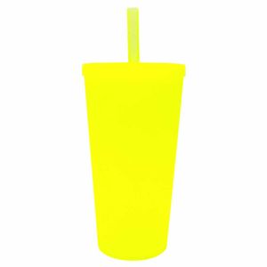 Copo Teen Cup 400 ML com Canudo Amarelo Fluorescente 93312 | UN | Neoplas