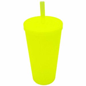 Copo Teen Cup 400 ML com Canudo Amarelo Fluorescente 93312 | UN | Neoplas