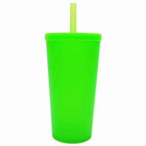 Copo Teen Cup 400ml com Canudo Verde Fluorescente 93302 / Un / Neoplas