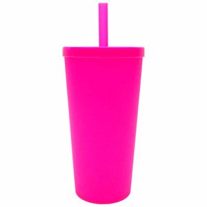 Copo Teen Cup 400ml com Canudo Rosa Fluorescente 93303 | UN | Neoplas