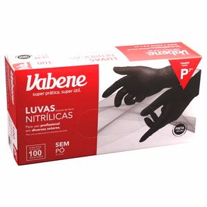 Luva Nitrílica sem Pó P Preta 3071 Vabene - 100UN