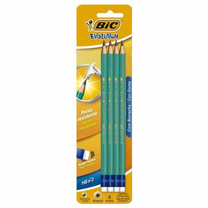 Lápis Preto com Borracha Nº 2 Evolution 845963 Bic - 4UN
