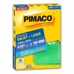 Etiqueta 6187 12x44mm Inkjet Laser 8000 Pimaco - 100FL
