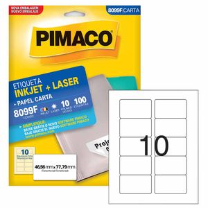 Etiqueta 8099F 46,5x77,7mm Inkjet Laser 100 Pimaco - 10FL
