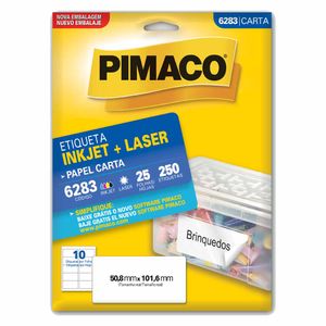 Etiqueta 6283 50x101mm Inkjet Laser 250 Pimaco -  25 Folhas Pimaco - 25FL