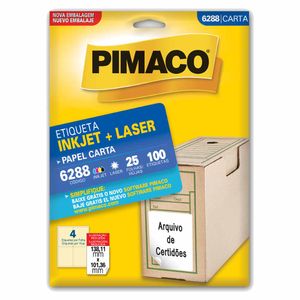 Etiqueta 6288 138x101mm Inkjet Laser 100 Pimaco - 25FL