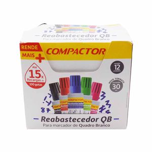 Tinta para Marcador Quadro Branco 30ml Preto 1004 Compactor - 12UN