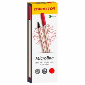 Caneta Hidrocor 0,4mm Microline Vermelho 6002 Compactor - 12UN
