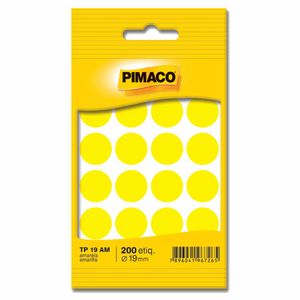Etiqueta Redonda TP-19 19mm Amarelo 200 1716 Pimaco - 10FL
