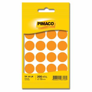 Etiqueta Redonda TP-19 19mm Laranja 200 Pimaco - 10FL