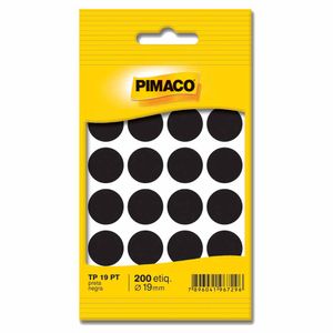 Etiqueta Redonda TP-19 19mm Preto 200 1719 Pimaco - 10FL