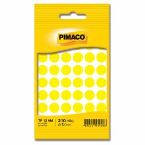 Etiqueta Redonda TP-12 12mm Amarelo 210 Pimaco - 5FL