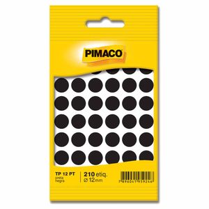Etiqueta Redonda TP-12 12mm Preto 210 6599 Pimaco - 5FL