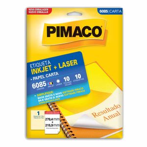 Etiqueta 6085 279x216mm Inkjet Laser 4791 Pimaco - 10 Folhas Pimaco - 10FL