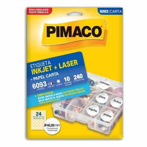 Etiqueta 6093 42,3mm Inkjet Laser Redondo 240 Pimaco - 10FL