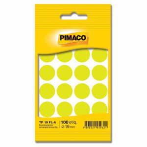 Etiqueta Redonda TP-19 19mm Amarelo 100 6607 Pimaco - 5FL