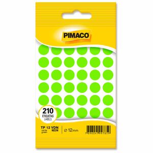 Etiqueta TP-12 Verde Neon com 210 unidades / 5 folhas / Pimaco