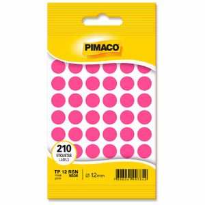 Etiqueta TP-12 Rosa Neon com 210 unidades / 5 folhas / Pimaco