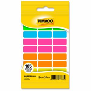Etiqueta Adesiva Multicolor Neon com 100 unidades / 5 folhas / Pimaco